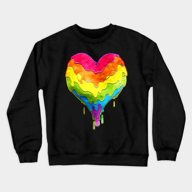 Rainbow Heart Drip Crewneck Sweatshirt by ArtDiggs